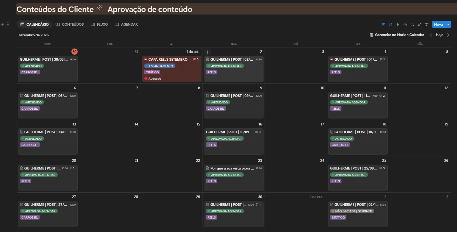 Relatório de fechamento no Notion